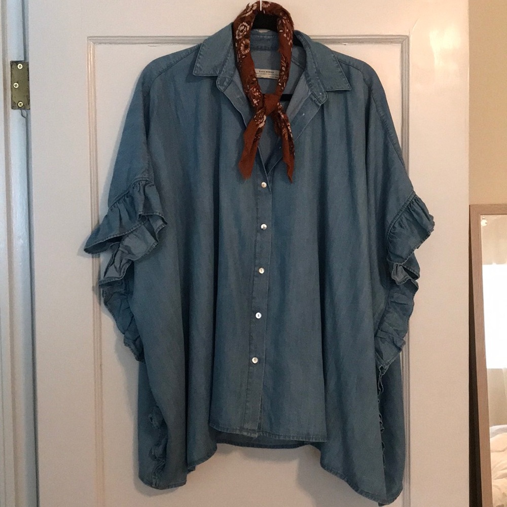 Super-soft Zara Oversized Premium Denim Shirt